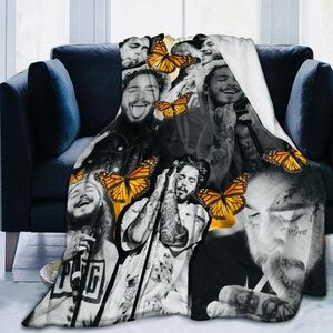 Post Malone Throw Blanket featuring Monarch Butterflies 40”x50” NWOT